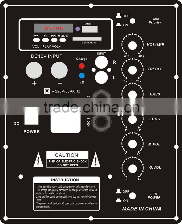 portbale battery bluetooth speaker with USB,SD,FM,wireless microphone
