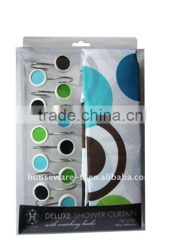 new item after 110 canton fair shower curtain with resin hooks