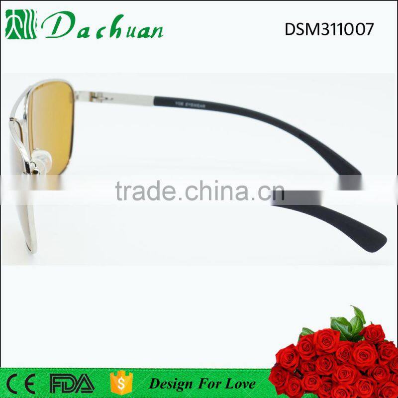 Good quality man metal anti blue ray sunglasses yellow lens block blue light sunglasses