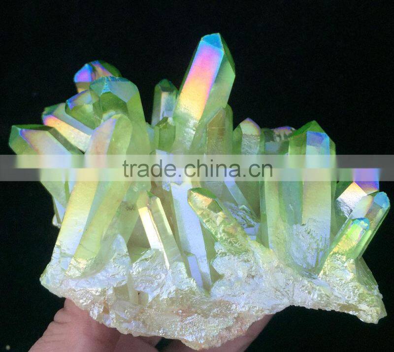 large green electroplating crystal cluster for selling