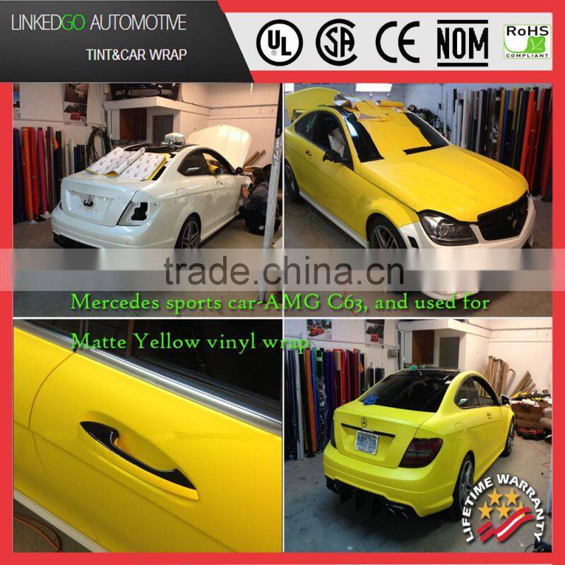 Car wrapping vinyl Film 1.52*30M Matte Yellow Vinyl Wrap Car Wrap Film