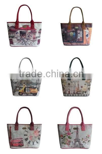 2016 New Arrival Flowers Printed Ladies Style Fashion Handbag