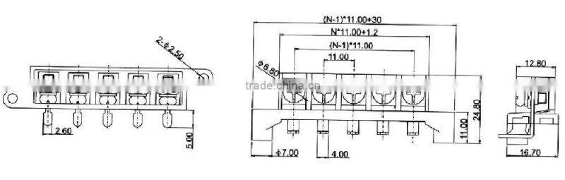 Audio Terminal Block KT4 11mm/13mm Pitch 300V 30A