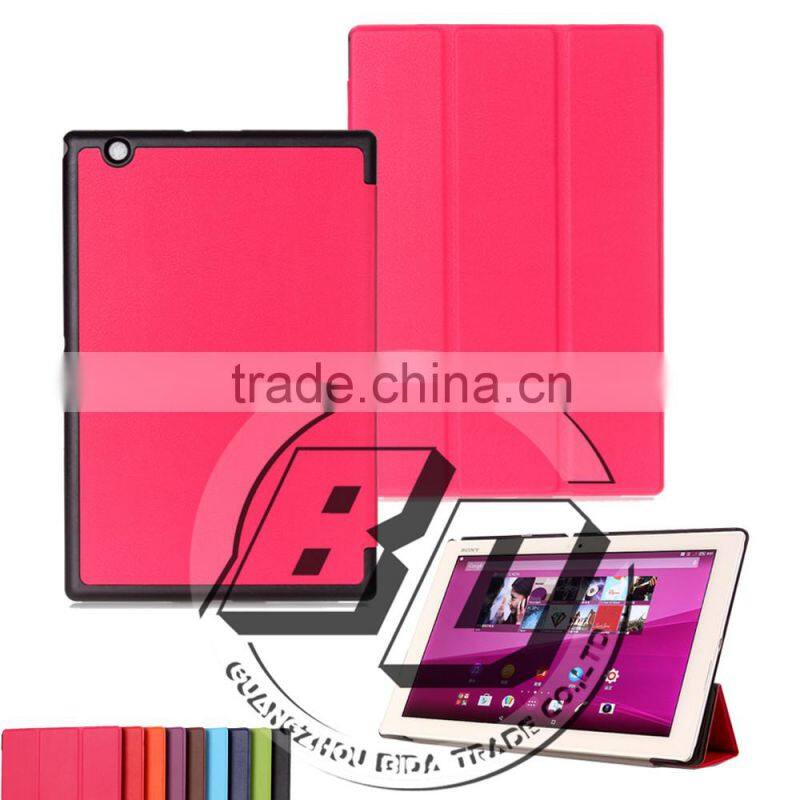 Fashionable Popular Three Folds Ultrathin Stand PU Leather tablets cases For Sony Xperia Z4 Tablet fast delivery