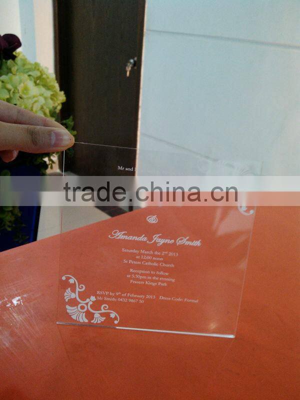 acrylic personal christmas festeval wedding invitation card