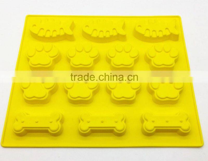 BPA free FDA food grade fish pawprint dog bone pastry cake silicon baking tray