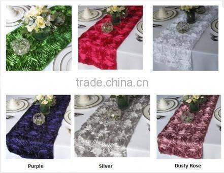 3D Satin Rosette Table Runner Ribbon Embroidery Table Runners