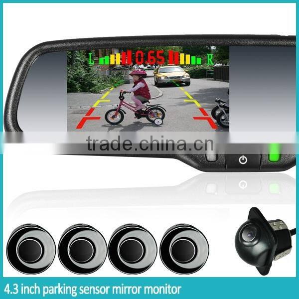 4.3 inch OEM parking sensor rearview mirror with 4 replacement radar detectors with backup display made by GERMID