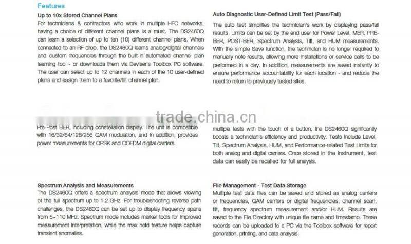 Deviser DS2460Q catv meter QAM Analysis Meter