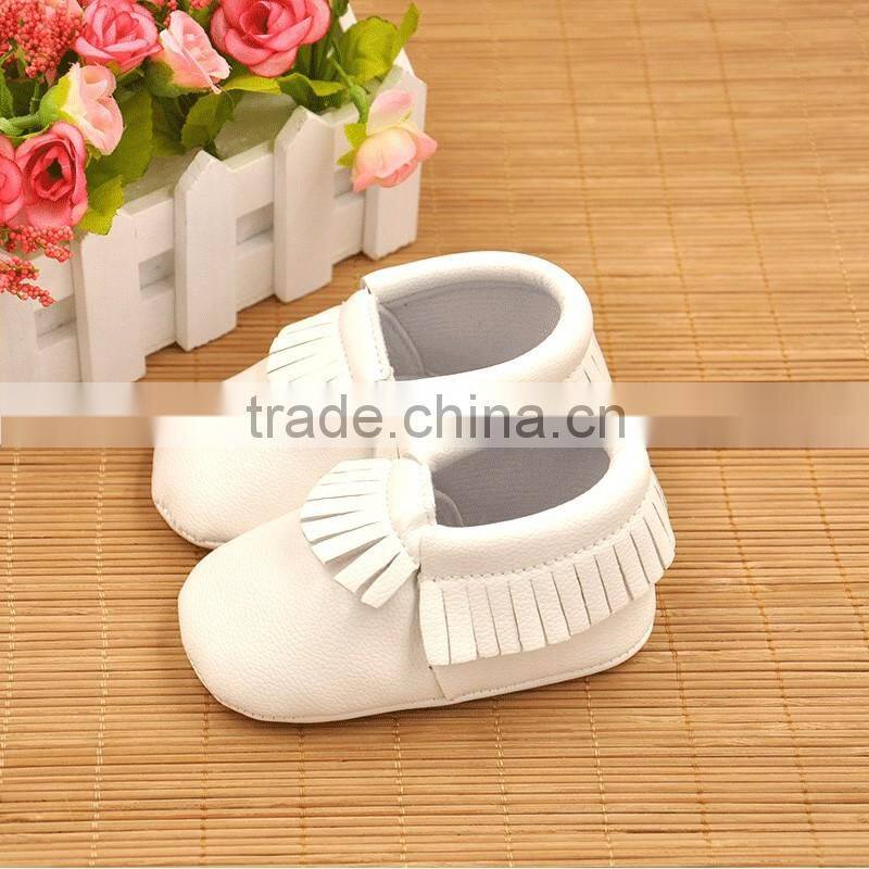 2016 New PU Leather Baby bow Moccasins soft sole child freshly picked First Walkers fringe toddler shoes Baby