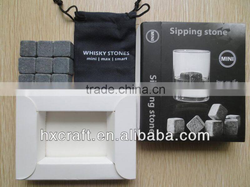 WHISKEY STONES ROCKS 9 PCS Set Ice Cubes Wine Drinks Scotch Beer Cold Soapstone