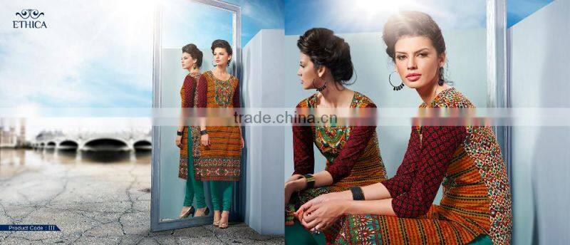 Pure Cotton Three Quarter Sleeves Black Kurti