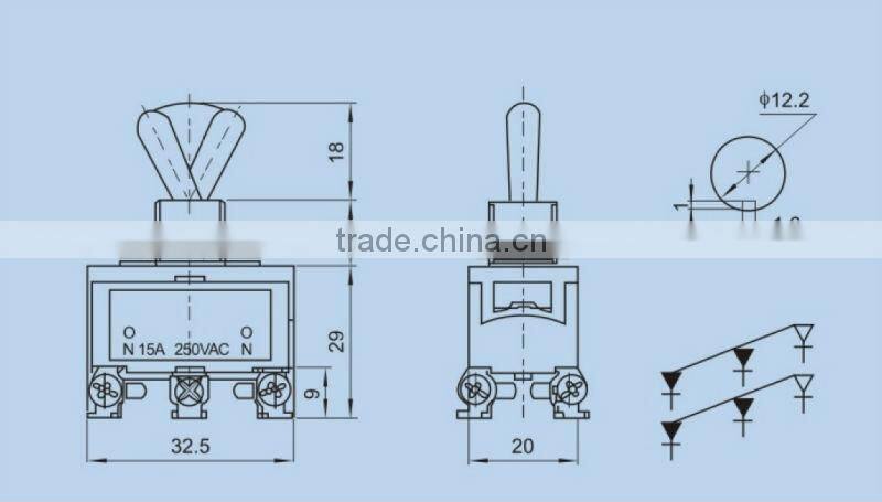 on on toggle switch 3P screw fix made in Wenzhou
