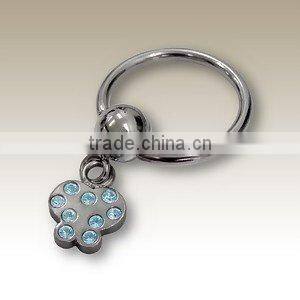 Beautiful and fashion hanging flower with crystal stones belly chains with 316l stainless steel navel ring