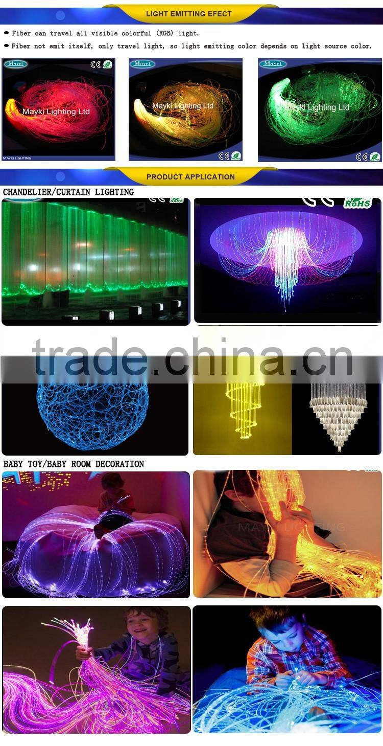 Transparent PVC protection 3*1.0mm shining fiber optic cable for chandelier or curtain using