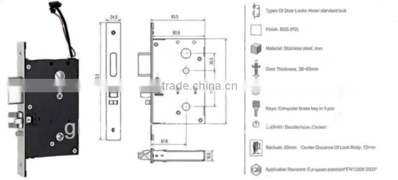 Electronic card lock with stable hotel system extensive used in hotel