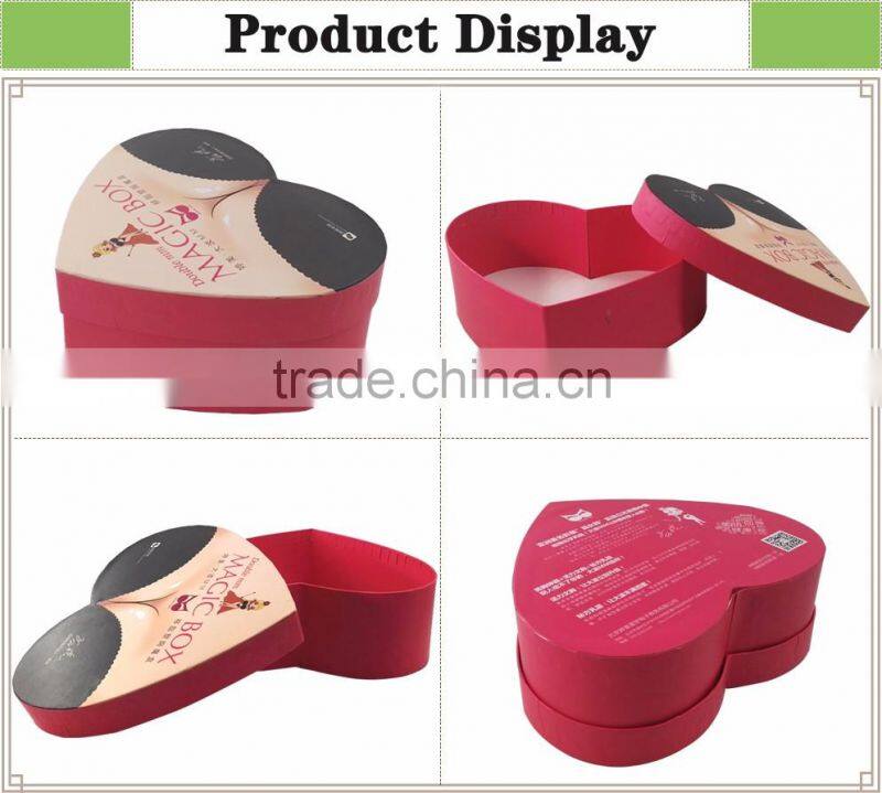 China factory hot sale cardboard paper heart shape fashion high class girls sexy bra panty lingerie packaging box with own logo