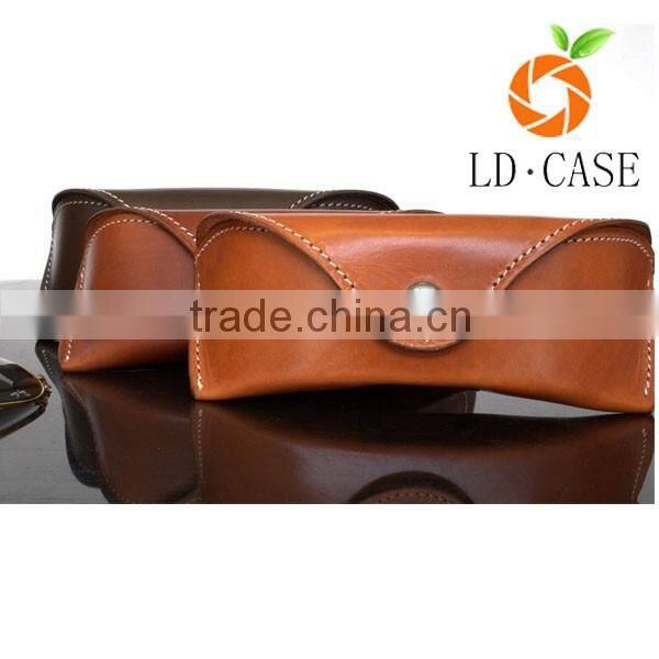 factory price Retro Foldable Glasses Case Leather Handmade Vintage Genuine Leather sunglass case