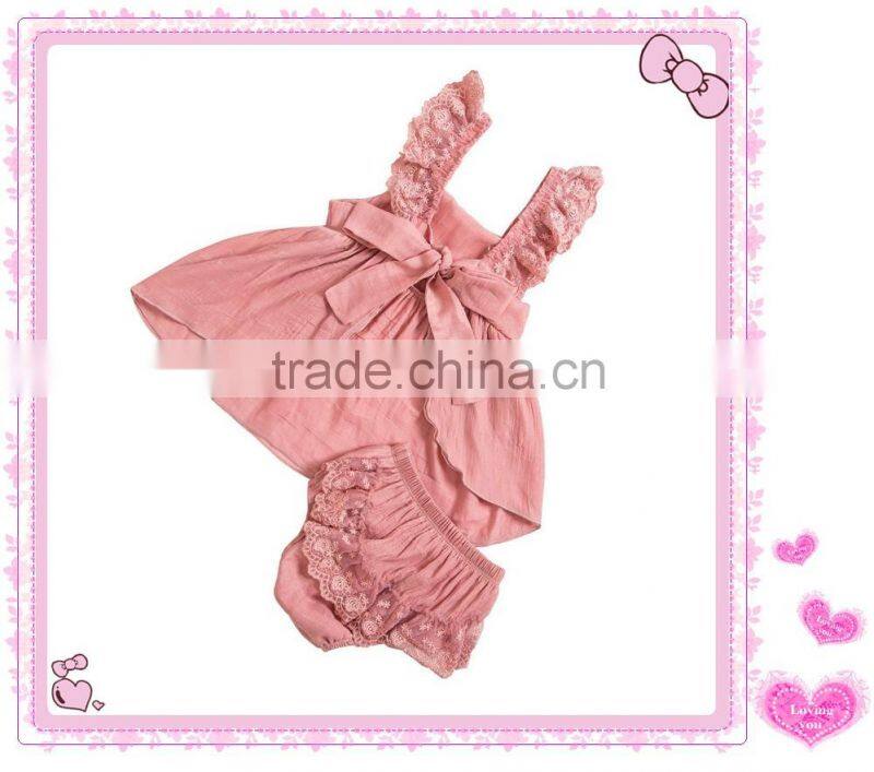 2016 new design Princess baby girls swing top set,children clohting set with lace shoulder straps,kids summer wear swing outfit