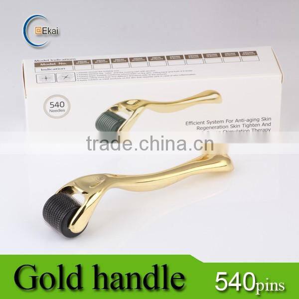 540 Microneedle 1.0 mm Derma Roller Dermaroller Micro Needle Therapy Skin Golden Handle