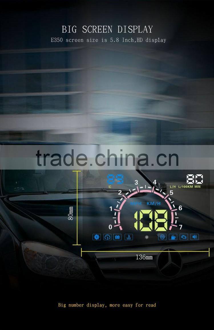LED Digital OBD2 HUD E350 5.8" Inch Car OBD head up display HUD