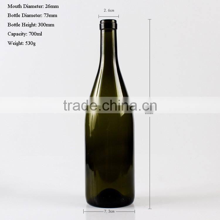 700ml 750ml empty colored glass wine spirit bottles wholesale