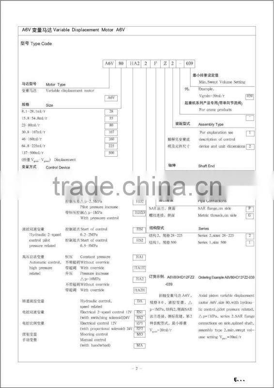 A6V hydraulic motors price of hydraulic motor
