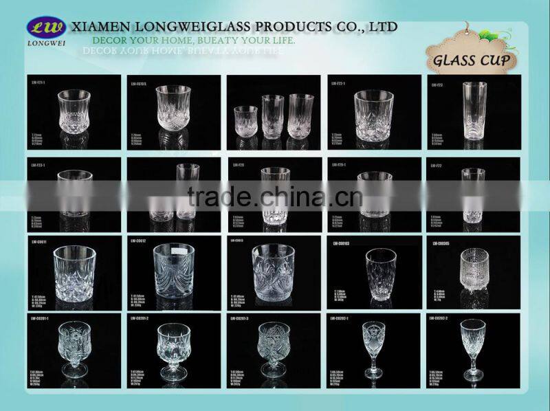 Tall wholesale flower carved glass cup set