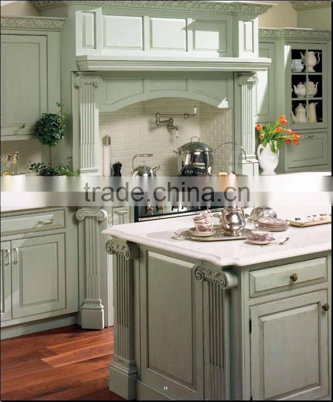 European Design Solid Wood Walnut Kitchen Cabinet/Luxury Home Kitchen Furniture