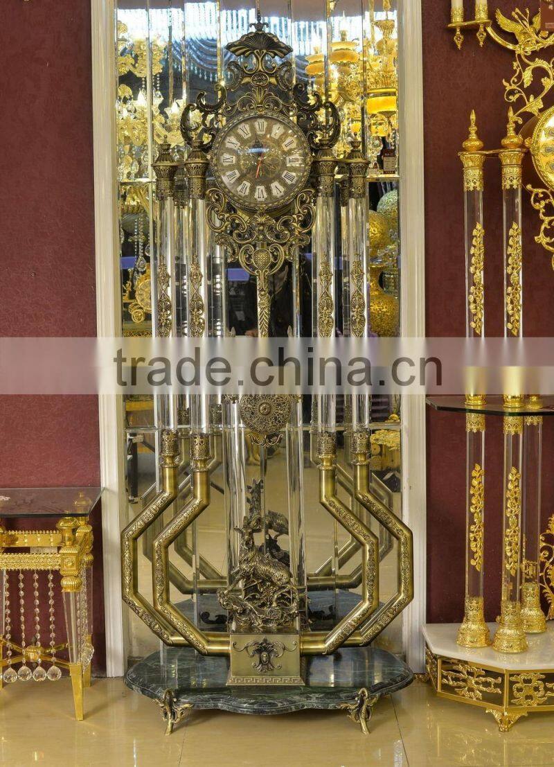 Antique Design Copper Grandfather Clock, Vintage Decorated Floor Clock, Art Gold Royal Floor Clock