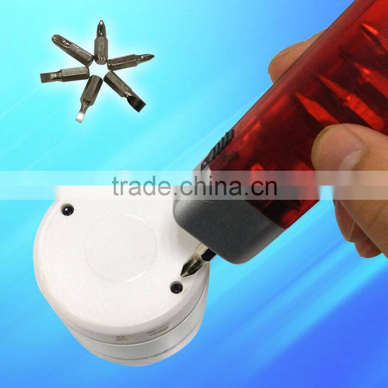 House hold mini ABS screwdriver set,6 in 1 tool set with led light