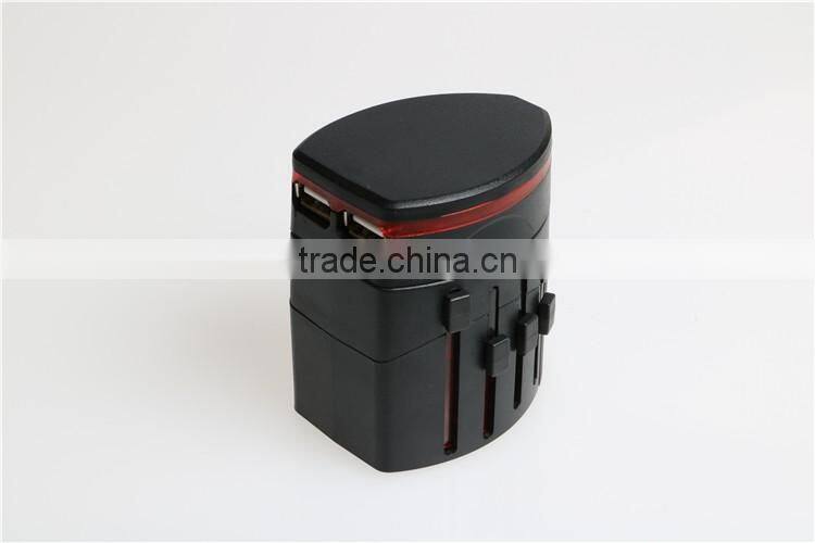 Hot selling dual USB universal adapter set with 100mA output travel adapter set with UK/EU/AU/US plug for mobile phone