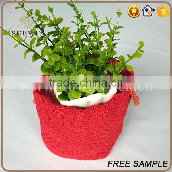 decorative colorful plastic jute flower bag garden flower pot