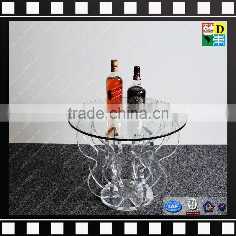 Clear acrylic leg marble center table customzied PMMA coffee side table for wholesale from china manufacturer