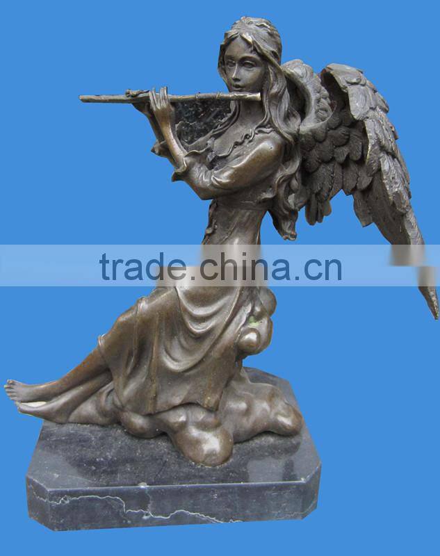 Lady Life Size Casting Bronze Statue with Stone Base