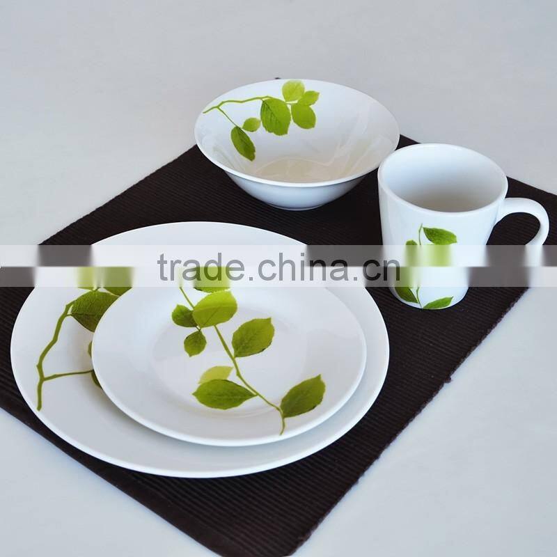 porcelain dinner set with decal,white porcelain dinnerware set,16pcs ceramic dinner set