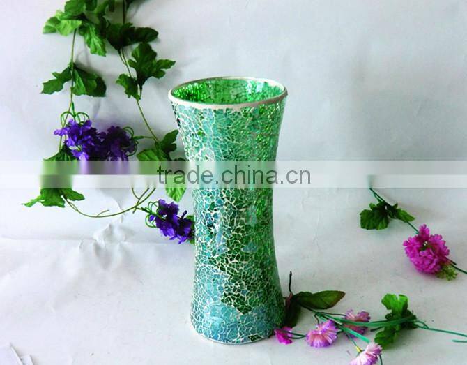 Tubbiness Shape Funky Crackle Green Mosaic Wedding Tall Centerpiece Vases