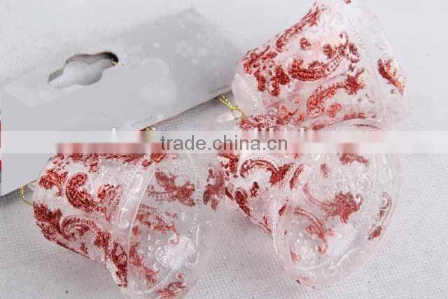 3PC Christmas decoration bell shape transparent plastic Christmas pendant