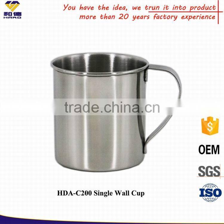Promotional Custom Single Wall Stainless Steel Coffee Mug With Handle