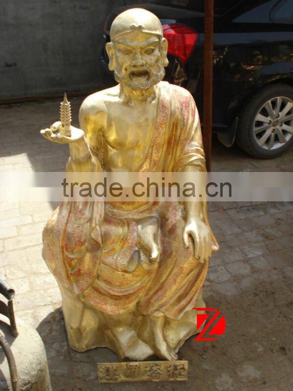 Chinese Shaolin Temple eighteen Arhats bronze Buddha with Buddhist pagoda statue