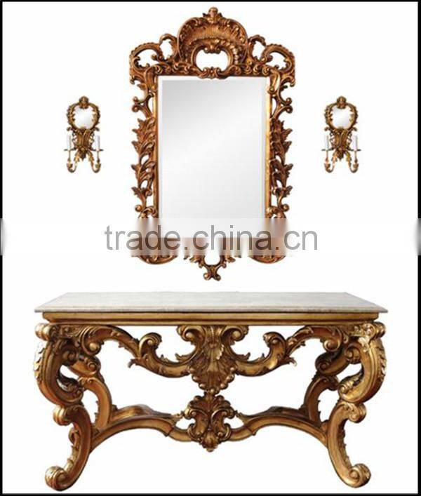 French Style resin console table with marble top ME-0431-01