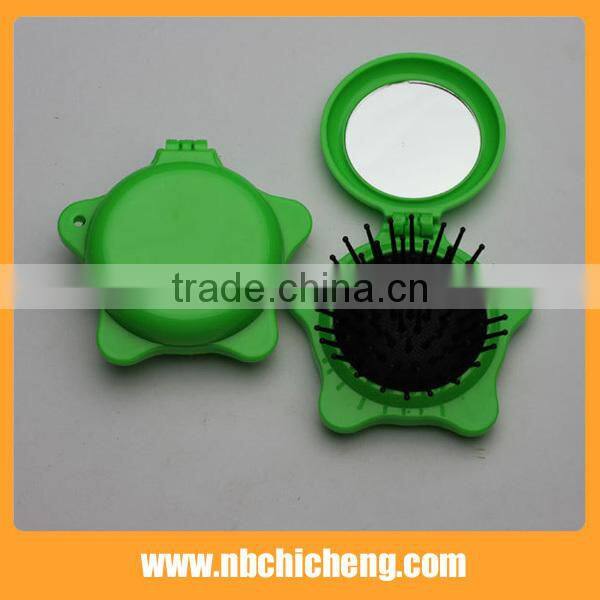 High Quality Mini Star Shape Folding Head Massage Comb Folding Hair Comb With Mirror