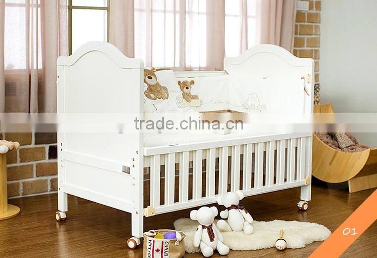 Antique Pure White Solid Wood Teenage Bed, Solid Wood Convertible Kids Bed with Toddlers BF11-08053a