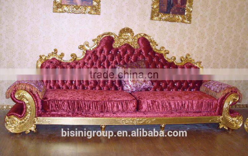 Antique Luxury Sofa Set Customized Size KTV Room Gold Foil Sofa Set For Hotel And Villa (BF09-)
