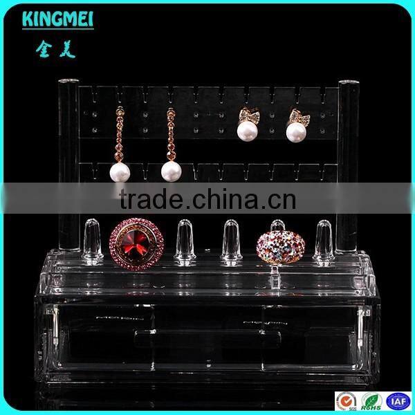 Multiple function clear acrylic earring box with small drawer