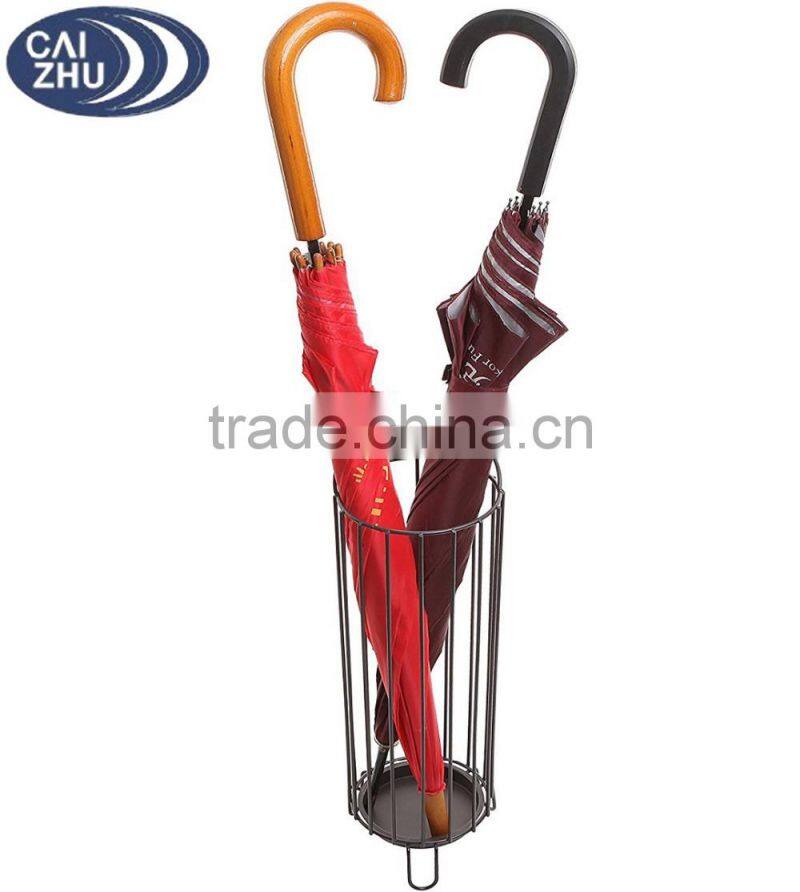 Freestanding Entryway Brown Metal Umbrella Stand Basket / Walking Cane Rack Hallway Organizer