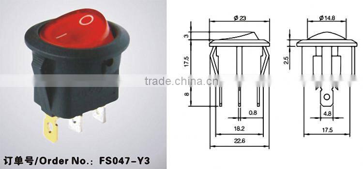 fs047Y3 mini rocker switch hy12 rocker switch t85 1e4