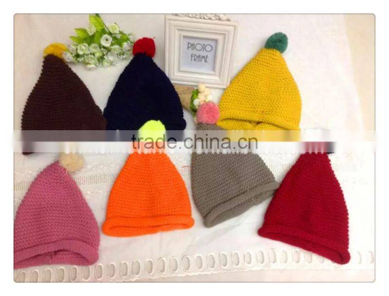 2015 fashion simple style knitted hat with top ball