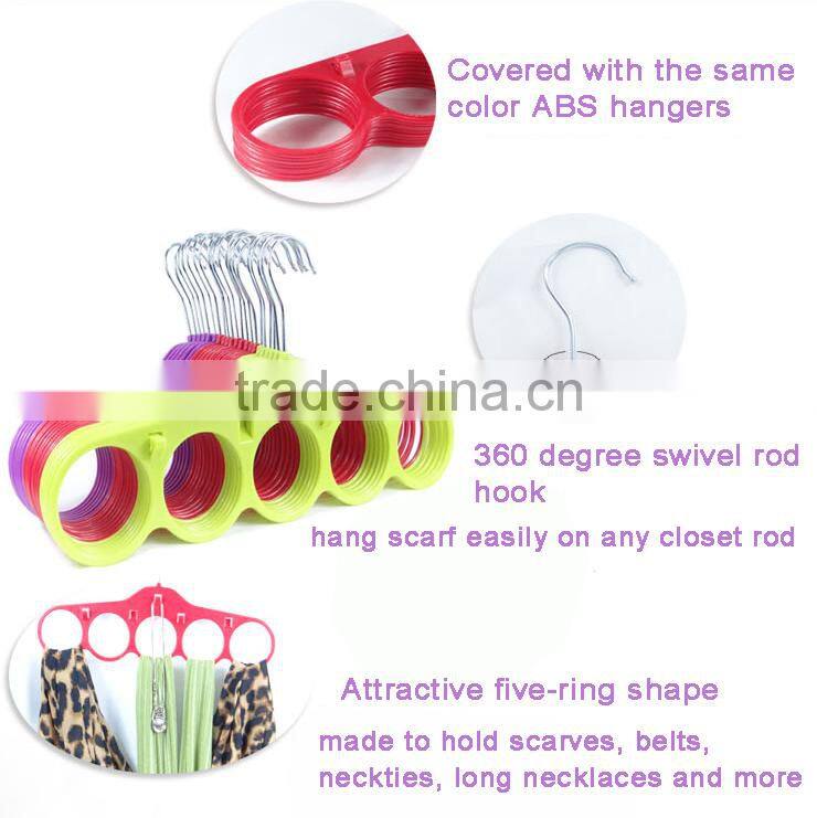 High Quality Eco-friendly 5-hole Ring Rope Slots Holder Hook Scarf Wraps Shawl Storage Hanger