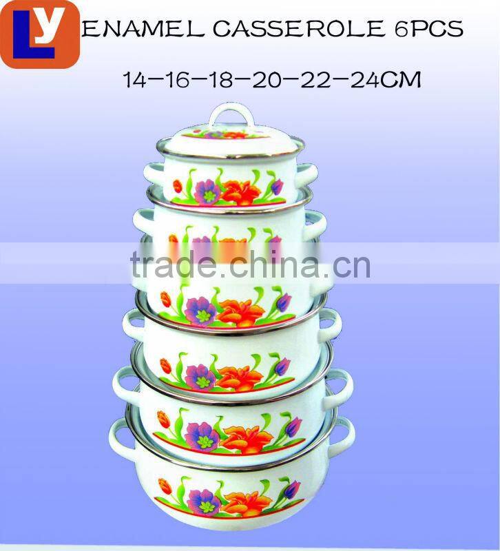 676DB 14-24CM cookware set with normal handle hot seal enamel casserole
